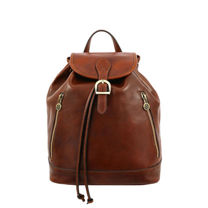 Leather Backpack - White Noise Backpack Time Resistance Cognac Brown Matte  